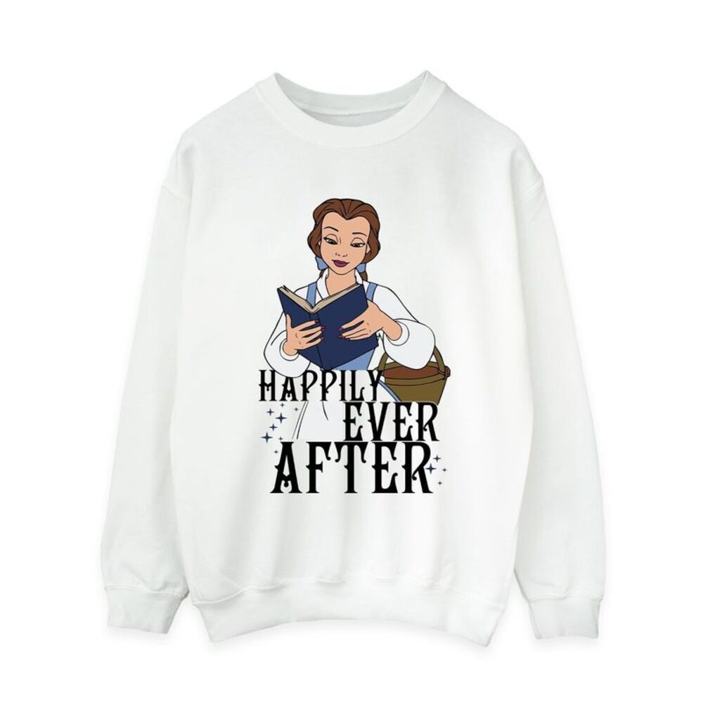 Beauty And The Beast Womens/Ladies Happily Ever After Reading Sweatshirt / White